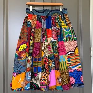 Grassfields patchwork midi skirt